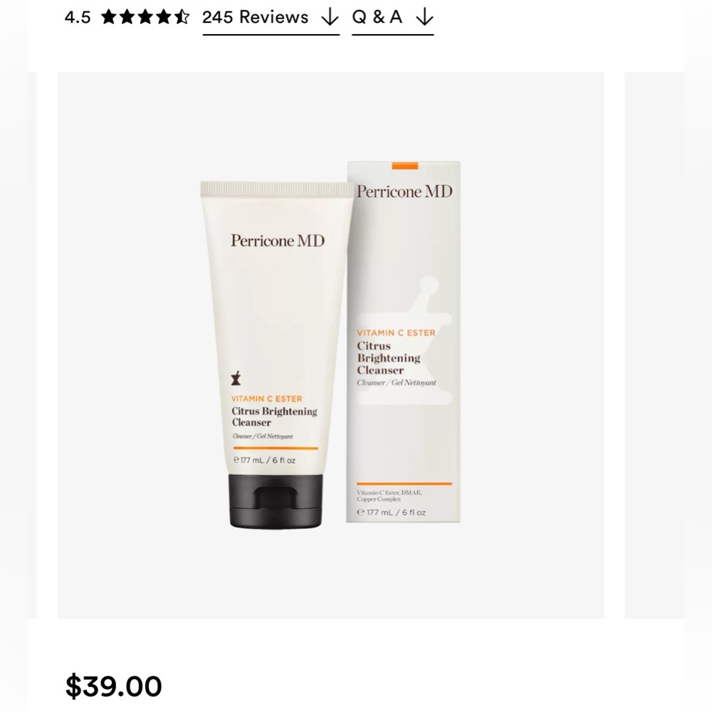 Perricone MD Vitamin C Ester Citrus Brightening Cleanser NEW at Sephora Ulta